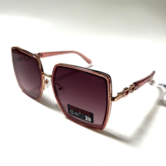 New Original GUESS Oversized Square Sunglasses GO00041 Clear Acetate Pink main image 4